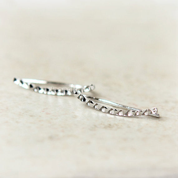 Faceted Curve Bar Ear Climber, ear cuff