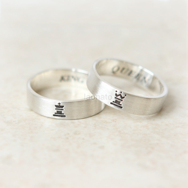 King and Queen Crown Promise Rings for Couples Set - Eleganzia Jewelry