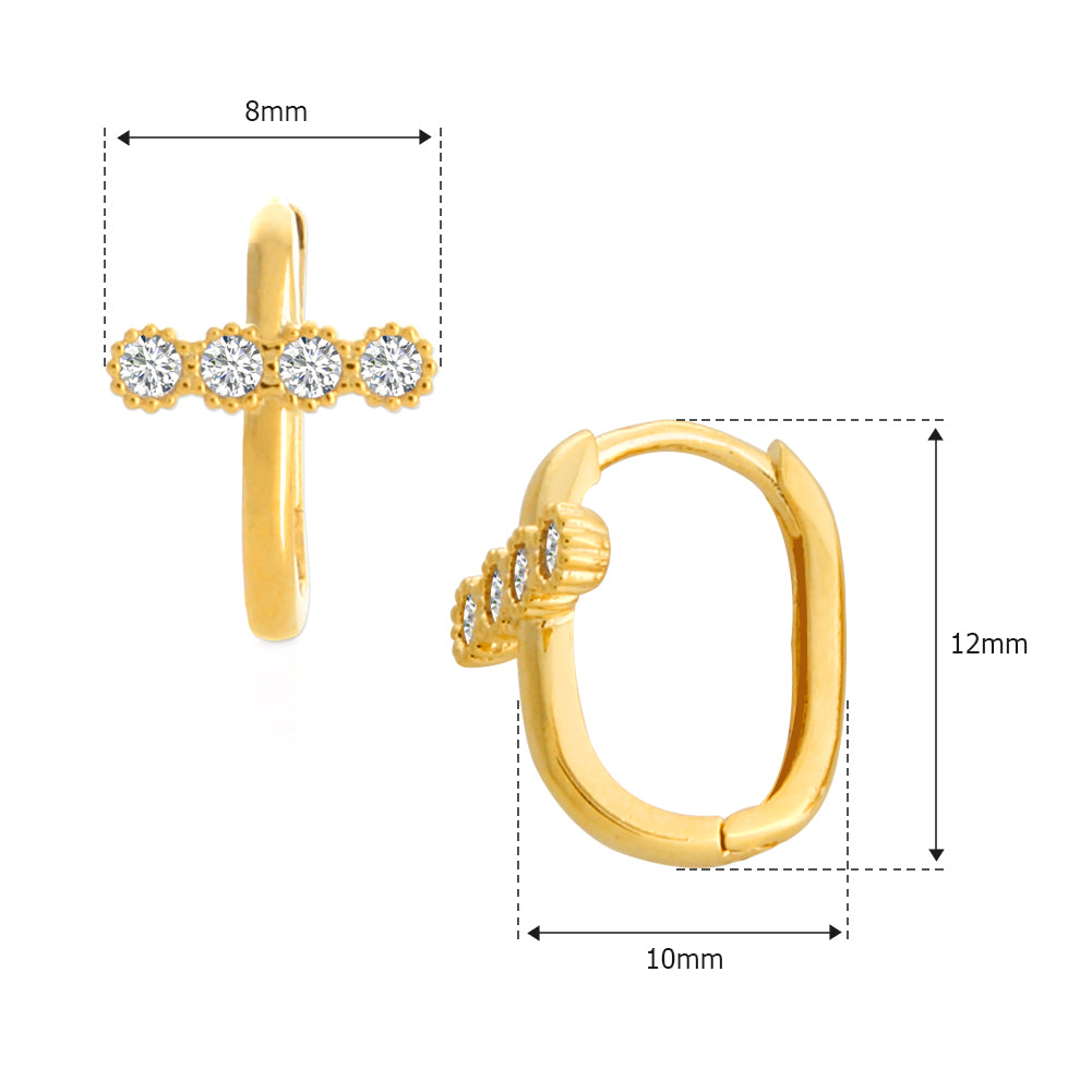 4CZ Oval Shape Huggie Hoop Earrings