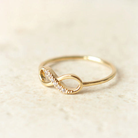 Evanna Womens Infinity Minimalist Promise Ring 18K Yellow Gold | TriJewels
